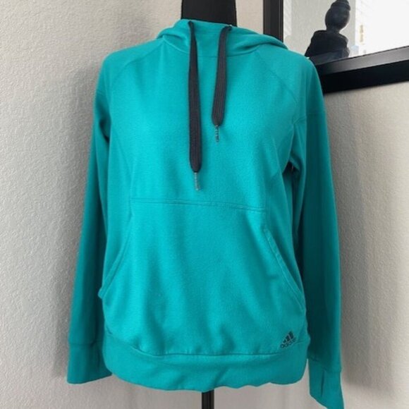 ADIDAS Microfleece Pullover Hoodie Teal XS - Picture 2 of 14